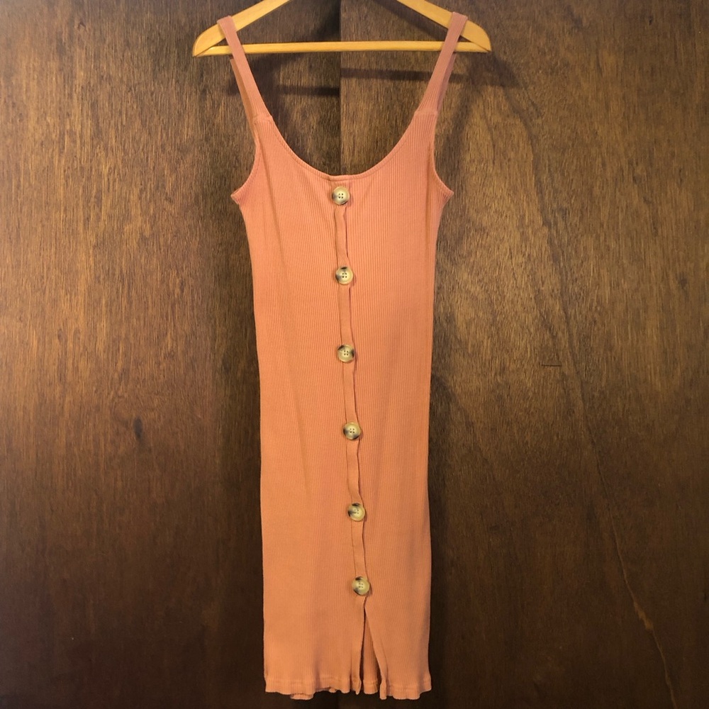 Cotton On Button-Front Midi Dress in Coral